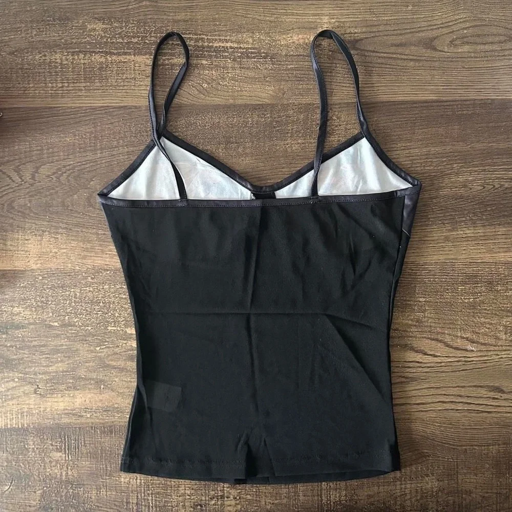 Super Retro Abstract Vibrant Black Sexy Sheer Mesh Tank Top - Picture 3 of 3